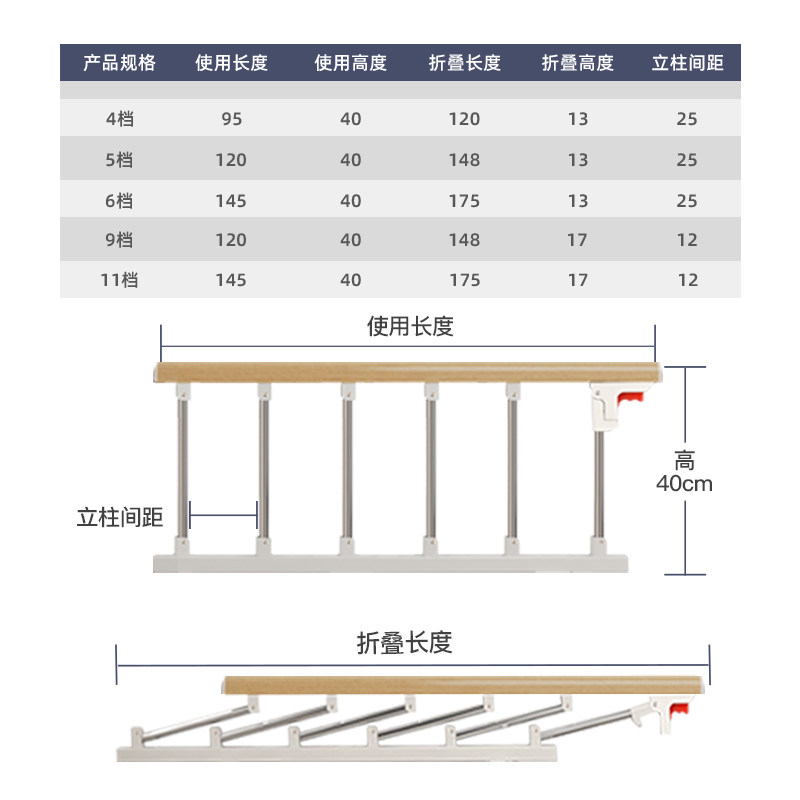 床围栏可折叠不锈钢瘫痪病人床上围栏儿童护栏防坠老年人床护栏