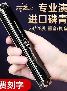 天鹅口琴24孔C调复音初学者学生儿童入门28孔重音专业演奏口琴