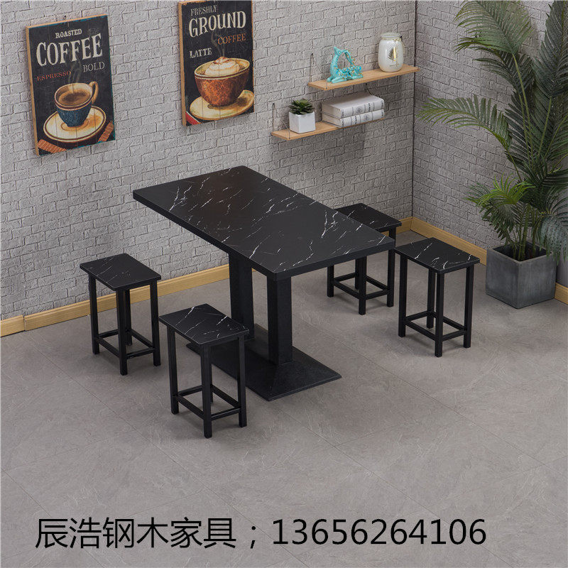 简易快餐桌椅组合小吃店饭店桌椅经济型咖啡厅食堂面馆中式餐厅桌