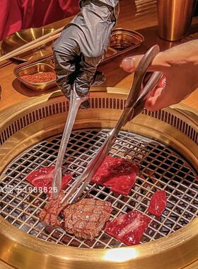 304日式料理烤肉夹子不锈钢公筷食物面包牛扒韩式烤夹烧烤家用夹
