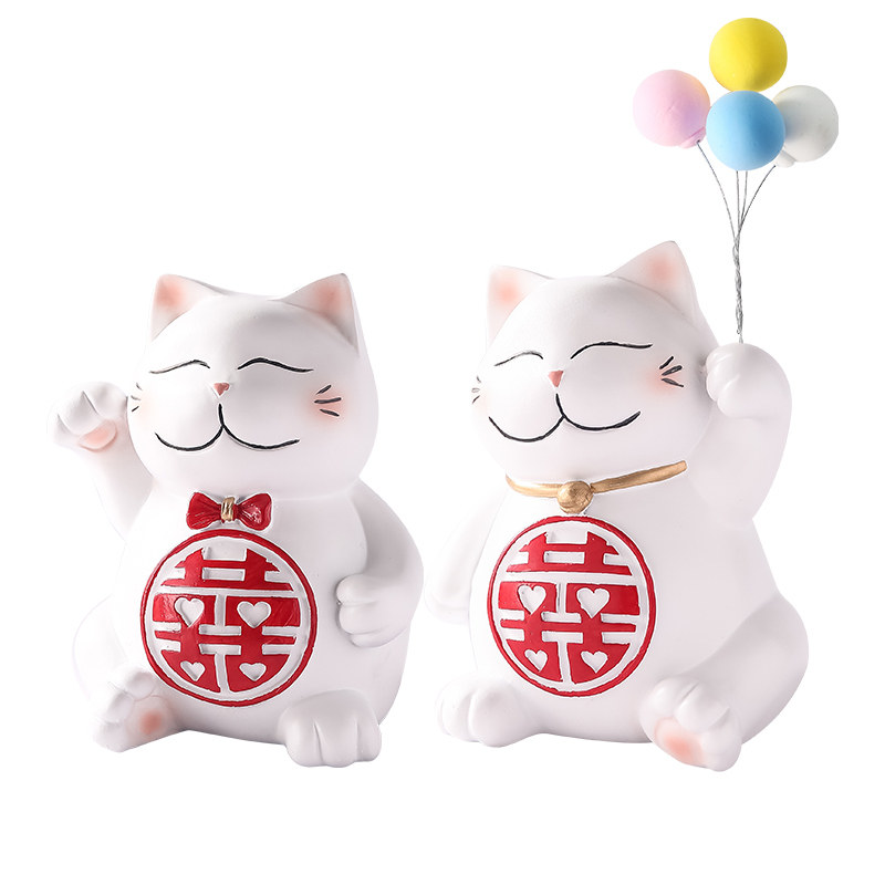 结婚订婚礼物大喜招财猫摆件装饰品囍字招财猫送闺蜜新人新婚礼品