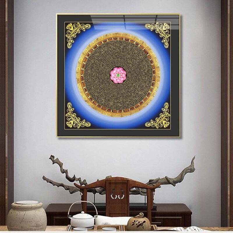 楞严咒文字壁画挂画金刚藏大圆满新中式客厅大悲咒佛经般若心经