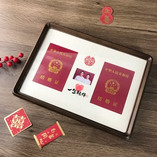 结婚证相框订婚宴礼品摆件领证拍照道具婚纱照婚礼用品结婚照摆台