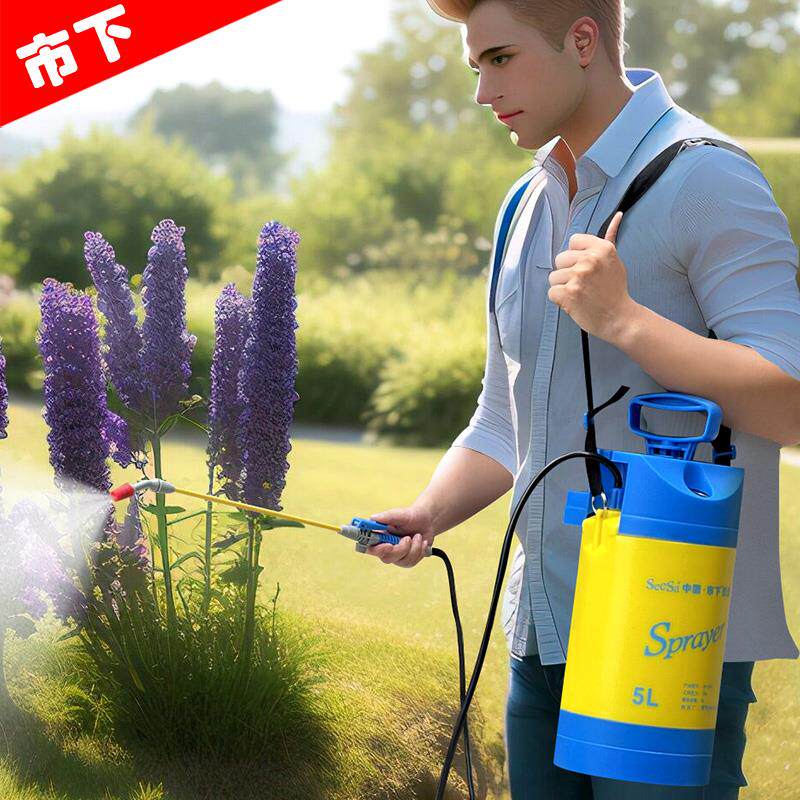 市下5L小型家用园艺喷洒浇水壶农用高层清洗玻璃喷壶压力表喷雾