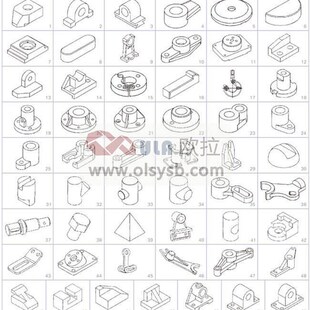 55件速成机械制图模型立体零件测绘教学具模型学生塑料绘图小模型