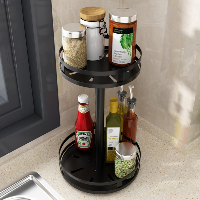 厨房调料架调味料旋转置物架台面调味品油盐酱醋转角调料收纳架子