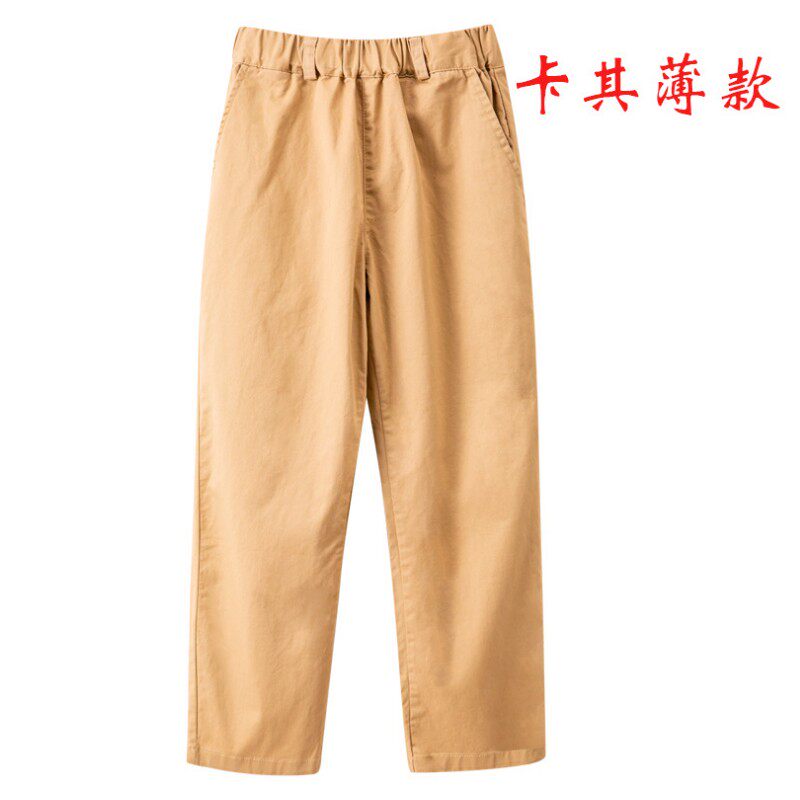 儿童校服裤薄款长裤夏季男女童休闲西裤卡其色中大童学生黑色裤子