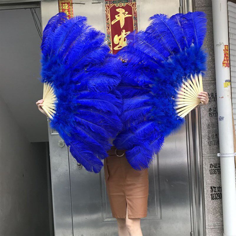 鸵鸟毛扇 肚皮舞扇羽毛扇  酒吧表演出道具包邮纯白玫红鸵鸟毛扇
