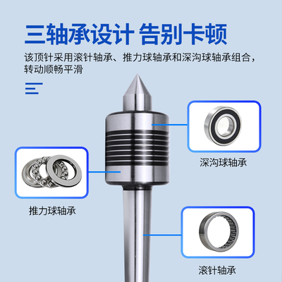 高精度活络顶针数控车床回转顶尖莫氏4号5号细尖头合金头过渡双锥