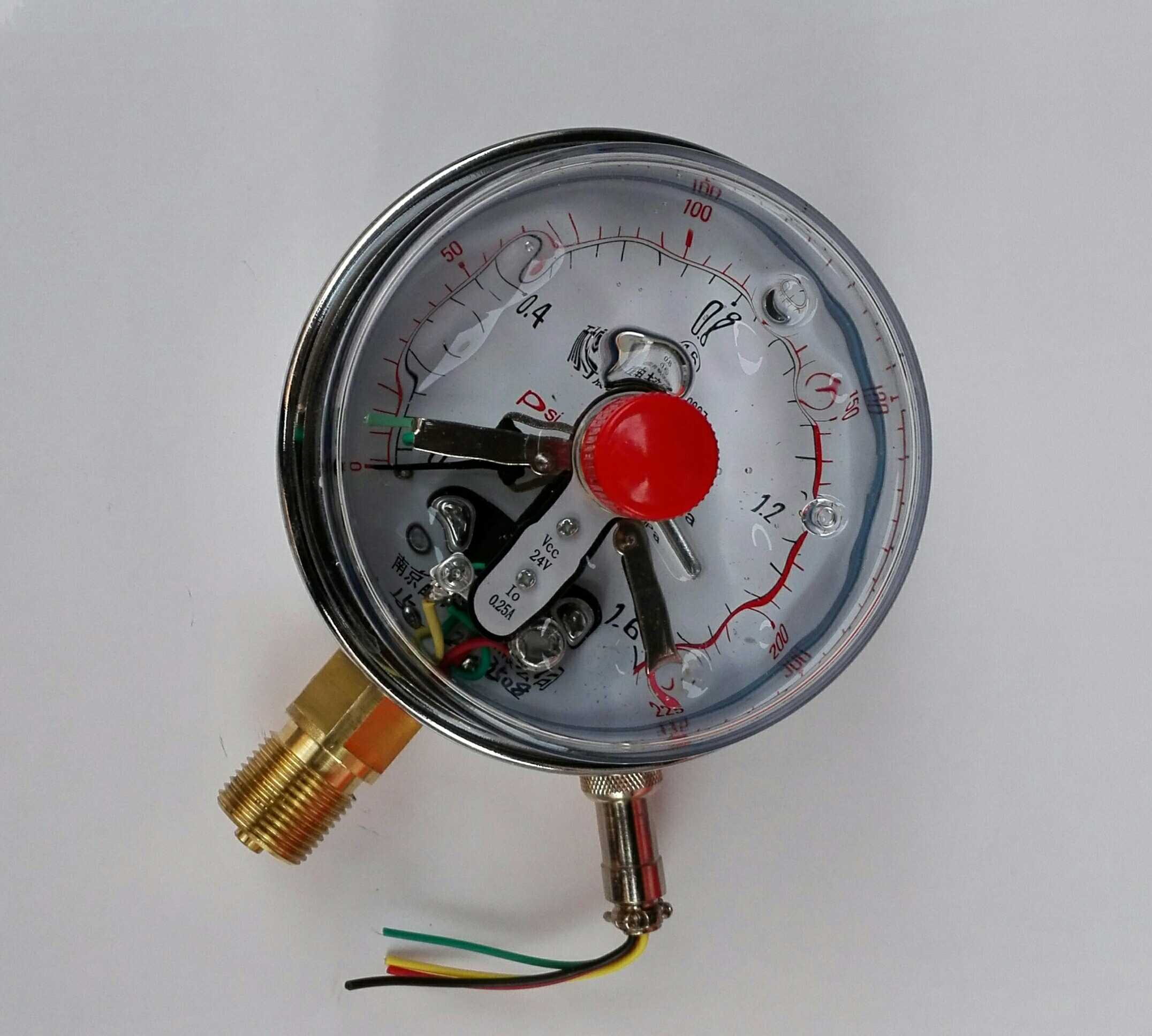 4线注油电接点压力表 耐震225psi0-1.6mpa vcc24v io0.2 YNXC-100