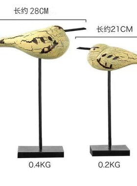 包邮欧式原木裂纹鸟m摆件工艺品创意客厅海鸟情侣鸟实木家居装饰