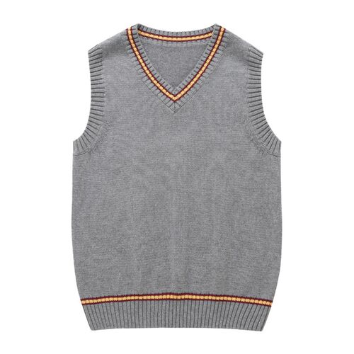 学院风英伦风学生校服条纹领菱形格针织毛衣马甲枣红藏青灰色背心