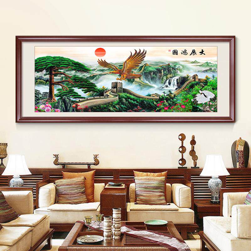 大展宏图挂画大鹏展翅壁画办公室装饰画中式客厅沙发背景墙国画