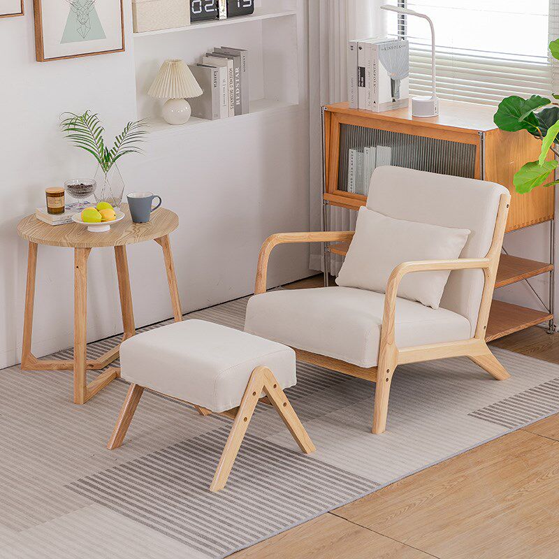 阳台卧室网红懒人休闲北欧实木沙发组合单人沙发椅三件套布艺沙发