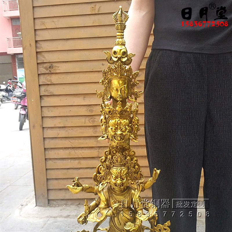 大号黄铜铜金刚杵马头明王普巴金刚撅法器法刀藏传密宗降魔杵底座