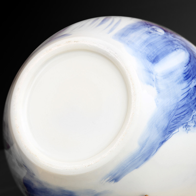 景德镇陶瓷器新中式手绘青花瓶工艺品客厅摆件玄关装饰品开业礼品