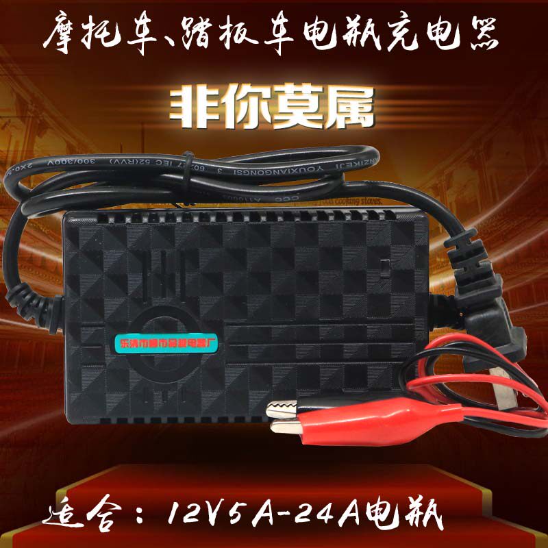 12V踏板摩托车电瓶充电器铅酸蓄电池智能修复干水12伏充电机