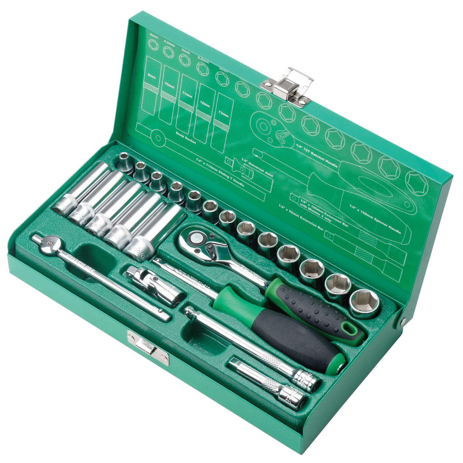 宝工 套筒套装 1/4"接口24件套 SK-22401M 附快速拆卸式棘轮
