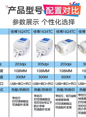 佳博GP1824TC/1834TC标签条码打印机带自动切刀切纸裁剪水洗唛热