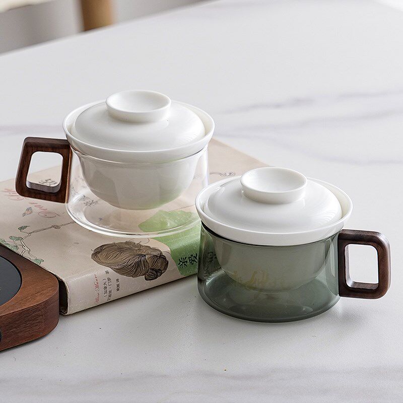 陶瓷耐高温玻璃泡茶杯带盖过滤水杯主人杯家用简约办公恒温咖啡杯