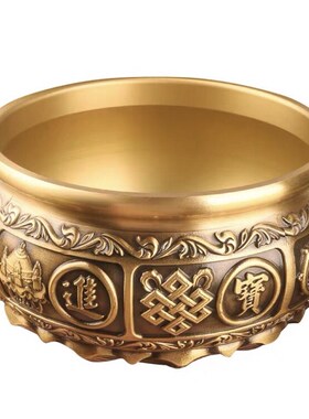 纯铜有求必应聚宝盆摆件黄铜制品工艺品财存钱罐铜器办公室工艺品