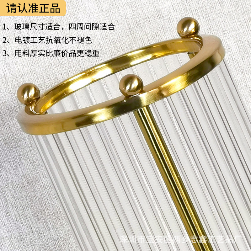 北欧金属电视柜透明花瓶高级感客厅玄关装饰摆件餐桌玻璃插假花器