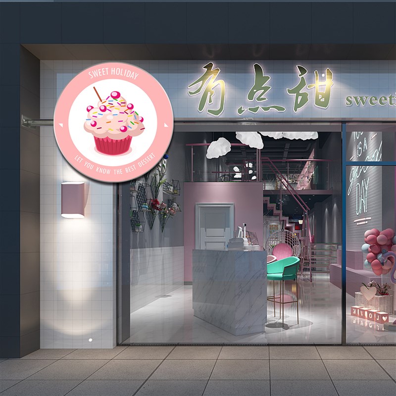 LED圆形灯箱防水双面UV软膜卡布广告牌奶茶店挂墙式门头展示牌