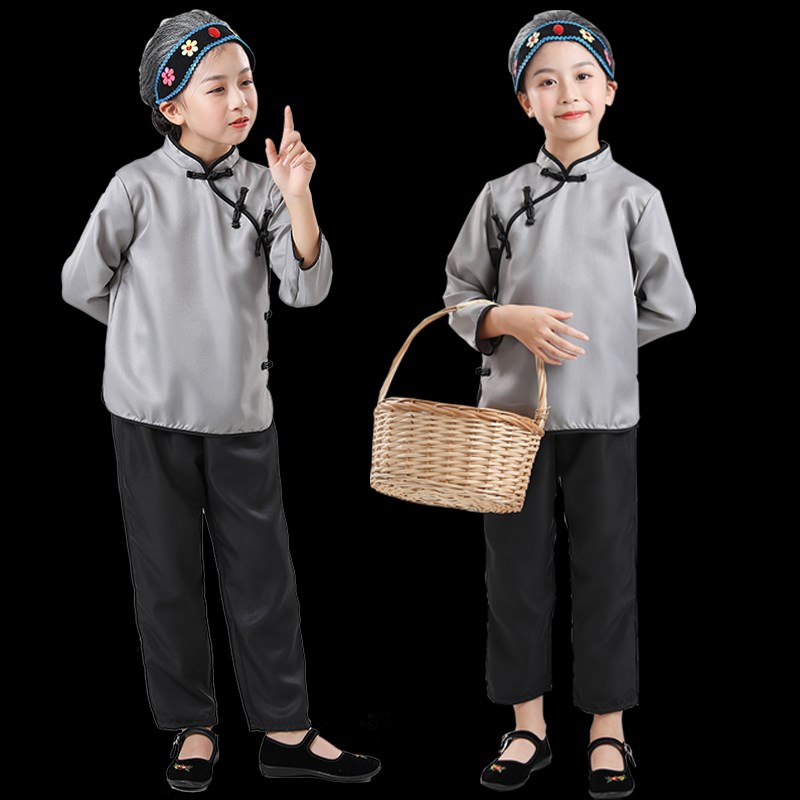 元旦老奶奶服装幼儿扮演小品表演服村姑老太太演出儿童秧歌表演服