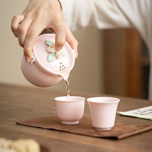 中式手工捏花茶壶功夫茶具家用陶瓷泡茶壶下午茶单壶泡茶器手抓壶