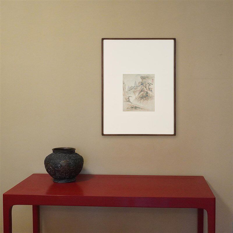 虫二书画 风挂画风景艺术装饰画餐厅卧室山水黑胡桃实木挂画定制