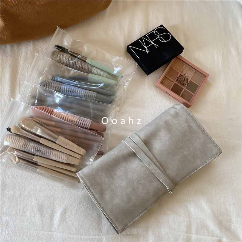 ooahz 实用款!鹿皮绒化妆刷收纳包 14孔绑带 软面彩妆刷子包