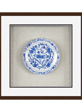 新中式实物画h酒店书房餐厅立体青花瓷陶瓷盘子挂画瓷板画装饰画