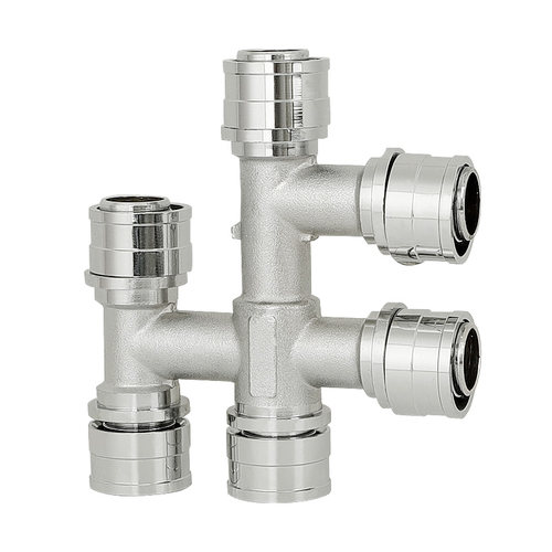 铝塑管6通接头配件 滑紧式六通16mm20mm25mm地暖铝塑管管件滑套式