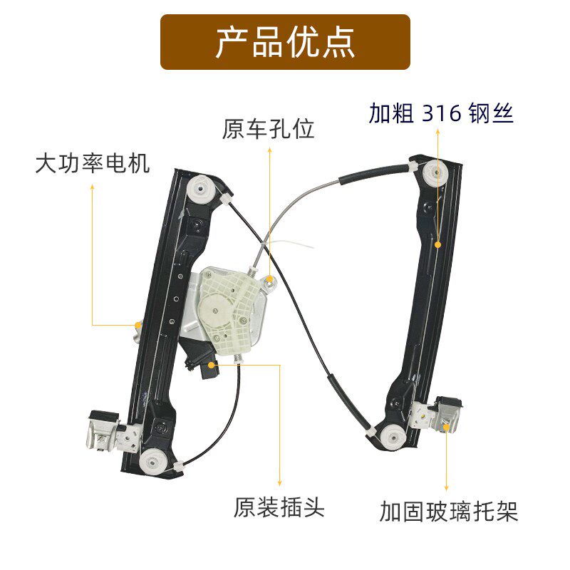 适用于别克新英朗 君威 君越电动玻璃升降器总成支架钢丝绳架马达