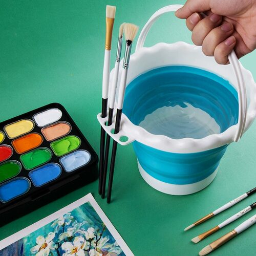 青竹水粉颜料工具套装水彩丙烯油画颜料美术生专用调色水桶喷壶取