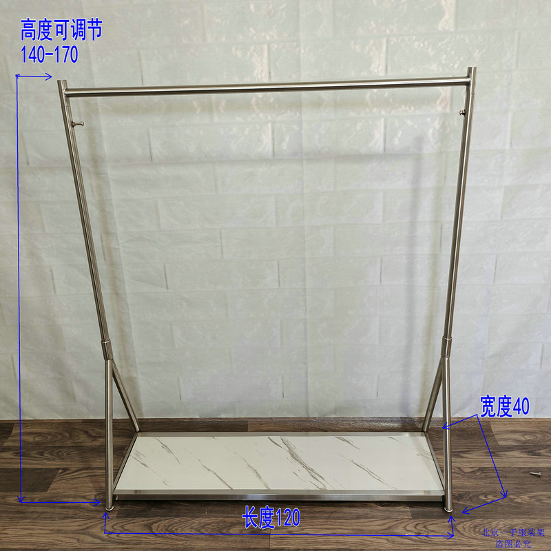 落地式不锈钢拉丝中岛架女装店单杆展示架高低升降挂衣架服装架子