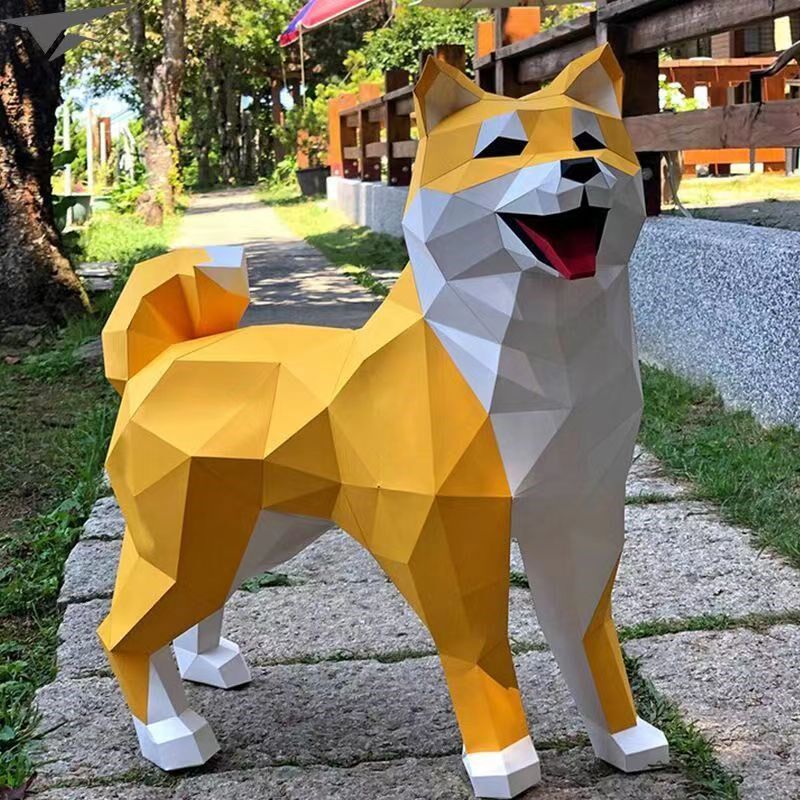 3D立体diy动物狗柯基摆件 手工构造作业创意家居3D几何装饰纸模型