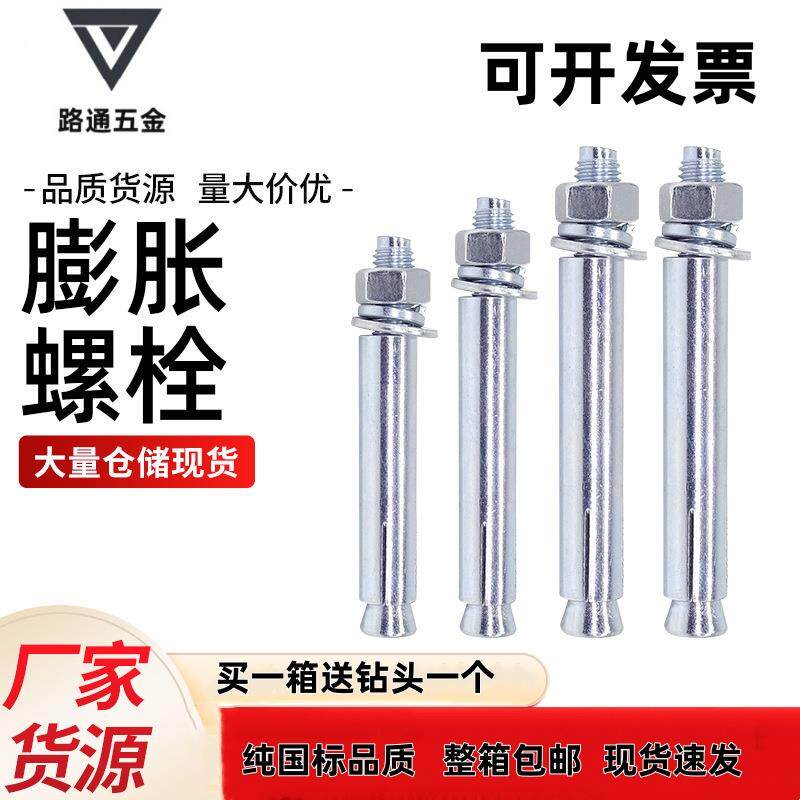 厂家直销镀锌国标膨胀螺丝加长外膨胀螺栓铁涨管M8M10M12M14M16