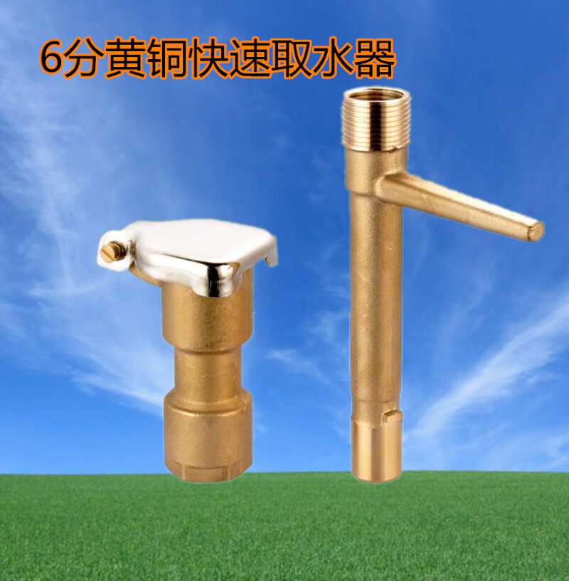 4 6分草坪园林铜取水器快速取水阀插杆绿化水管地接头洒水栓DN20