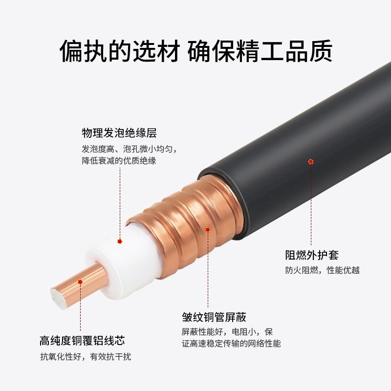 博扬 1/2射频馈线硬馈管 二分之一阻燃馈线皱纹铜管电缆 50欧姆50