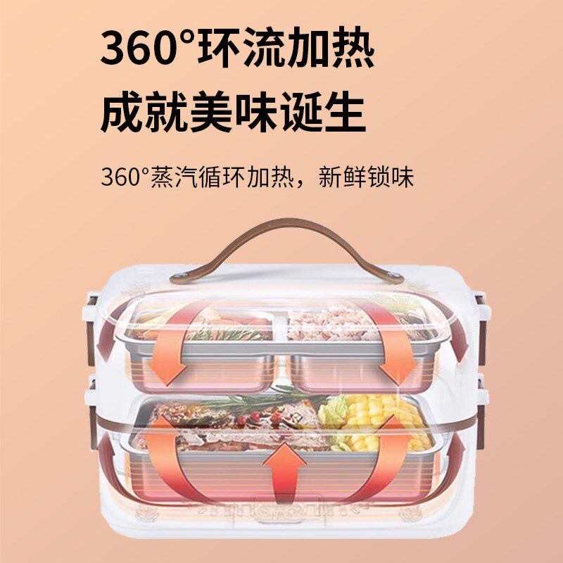 电热饭盒可插电上班族插电自热不锈钢加热蒸煮保温便当盒便携带饭