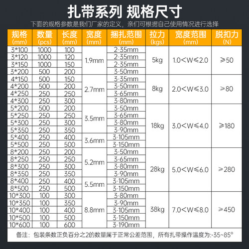 尼龙塑料扎带卡扣CHWF束线带绳电线捆绑带固定器自锁式白色扎线带