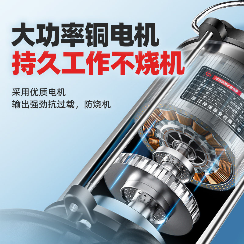 高扬尘抽水泵户外鱼池换水清洗排污泵不锈钢两相电造景一寸潜水泵