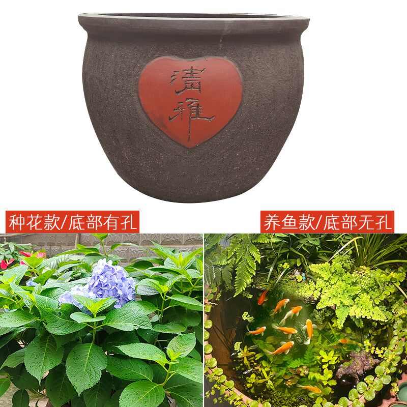 特大号紫砂盆三角梅陶罐花盆陶瓷庭院花园创意古法养鱼缸种树粗陶