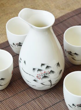 企鹅陶瓷酒壶 白酒杯套装仿古烈酒杯大酒盅分酒器黄酒清酒具