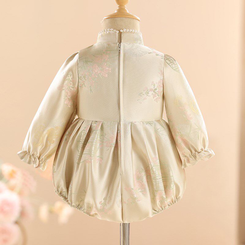 女宝宝周岁包屁礼服秋冬婴儿抓周宴小童生日旗袍百日唐装冠衣