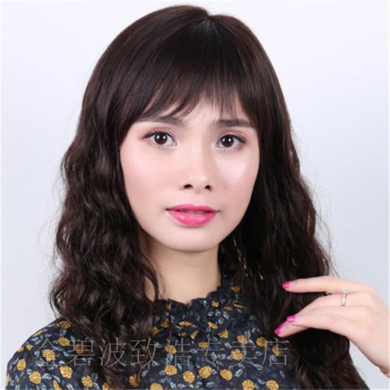 假发女中长卷发羊毛卷自然真人发丝时尚修脸中老年妈妈款全头套