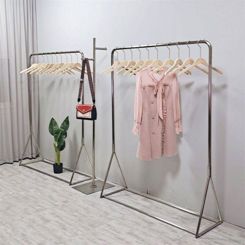 服装店不锈钢拉丝挂衣架衣服陈列货架女装店专用中岛展示架落地架
