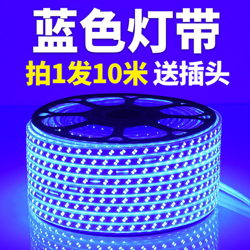 LED蓝光灯带条220V蓝色灯条超高亮天花吊顶KTV招牌灯箱装饰长条灯