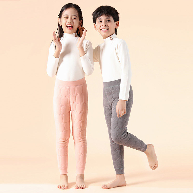 儿童保暖裤秋冬季校服神器加厚加绒胡男女中大童羊毛绒裤棉裤内穿